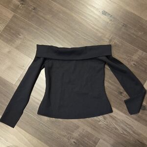 Ted Baker Black Off-Shoulder Fold-Over Sweater